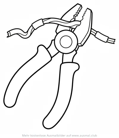 Zange Ausmalbild mit Kabel
