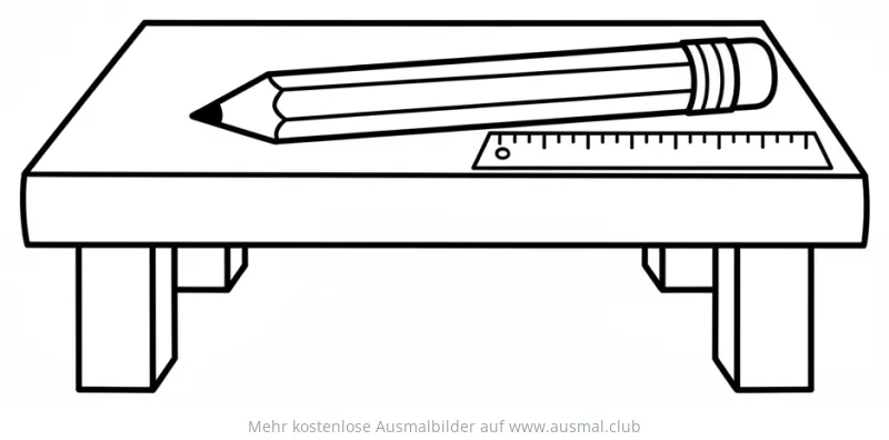 Werkbank mit Bleistift und Lineal Ausmalbild