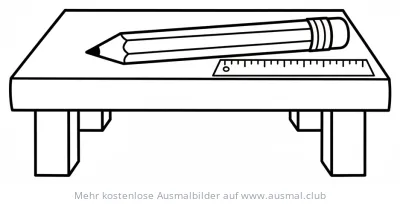 Werkbank mit Bleistift und Lineal Ausmalbild
