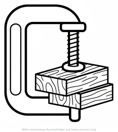 Schraubzwinge presst Holzstücke zusammen Ausmalbild