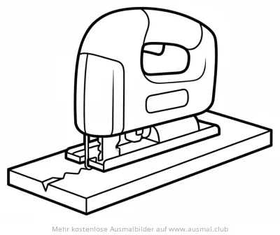 Stichsäge Ausmalbild beim Sägen von Holz