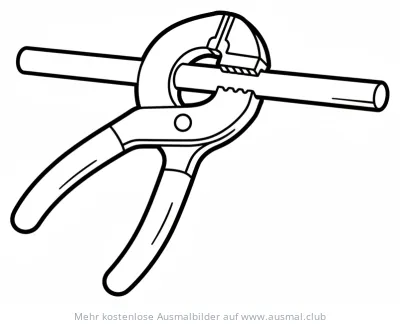 Rohrzange beim Greifen eines Rohrs Ausmalbild