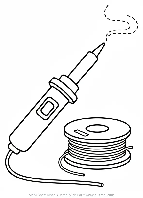 Lötkolben mit Lötzinn Ausmalbild