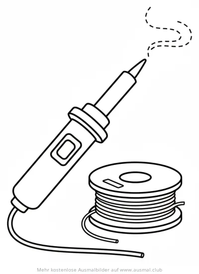 Lötkolben mit Lötzinn Ausmalbild