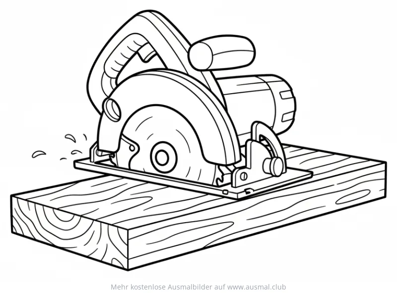 Kreissäge in Aktion Ausmalbild