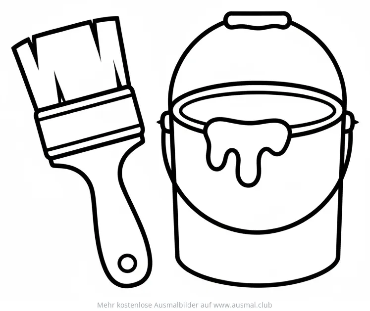 Farbdose mit Pinsel Ausmalbild