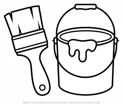 Farbdose mit Pinsel Ausmalbild