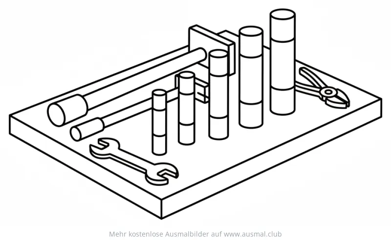 Werkbank mit Werkzeugen Ausmalbild