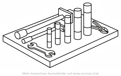 Werkbank mit Werkzeugen Ausmalbild
