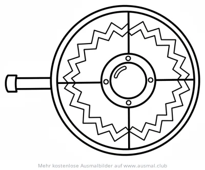Wikinger Schild Ausmalbild mit Griff und zackigem Muster