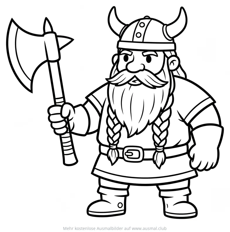 Wikinger Krieger mit Axt Ausmalbild