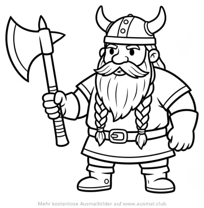 Wikinger Krieger mit Axt Ausmalbild