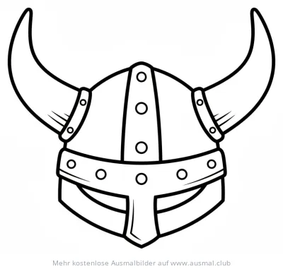 Wikinger Helm Ausmalbild mit Hörnern
