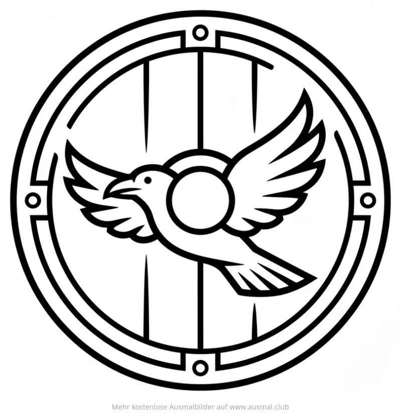 Wikinger Schild mit Rabe Ausmalbild