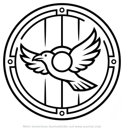 Wikinger Schild mit Rabe Ausmalbild
