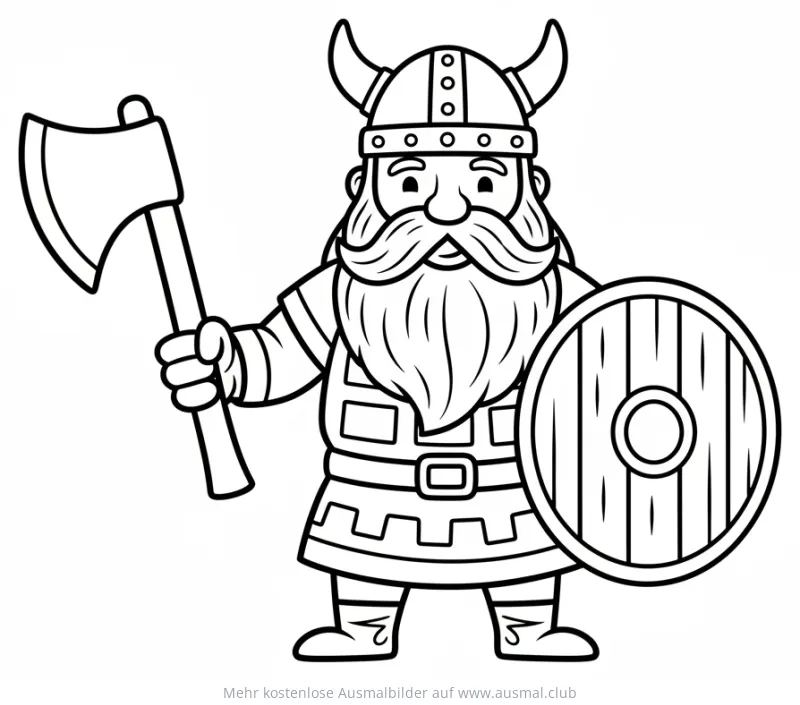 Wikinger Krieger mit Axt und Schild Ausmalbild