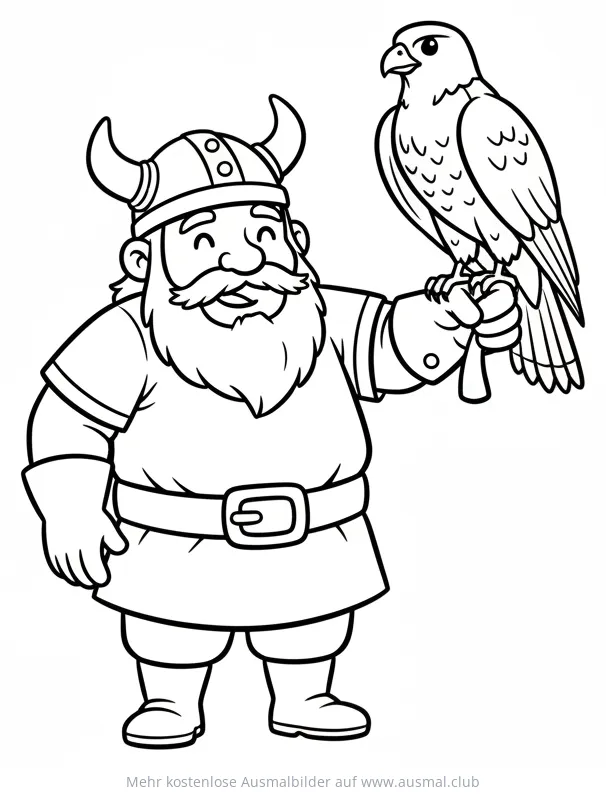 Wikinger mit Falke Ausmalbild