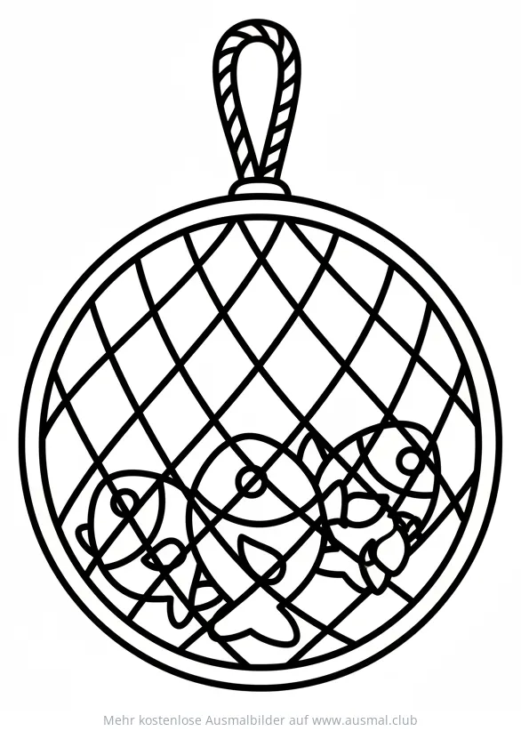 Wikinger Netz mit Fischen Ausmalbild