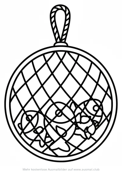 Wikinger Netz mit Fischen Ausmalbild