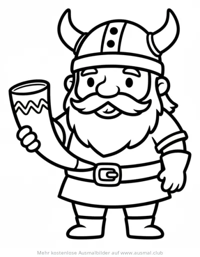 Wikinger mit Hornschale Ausmalbild