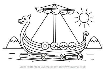 Wikingerboot mit Drachenkopf Ausmalbild