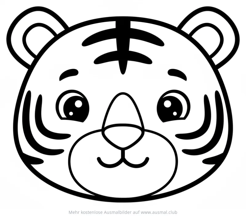 Tigerkopf Ausmalbild im Cartoon Stil