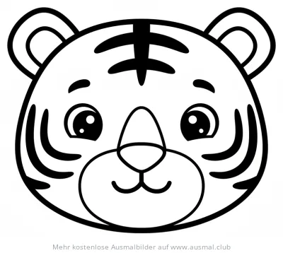 Tigerkopf Ausmalbild im Cartoon Stil