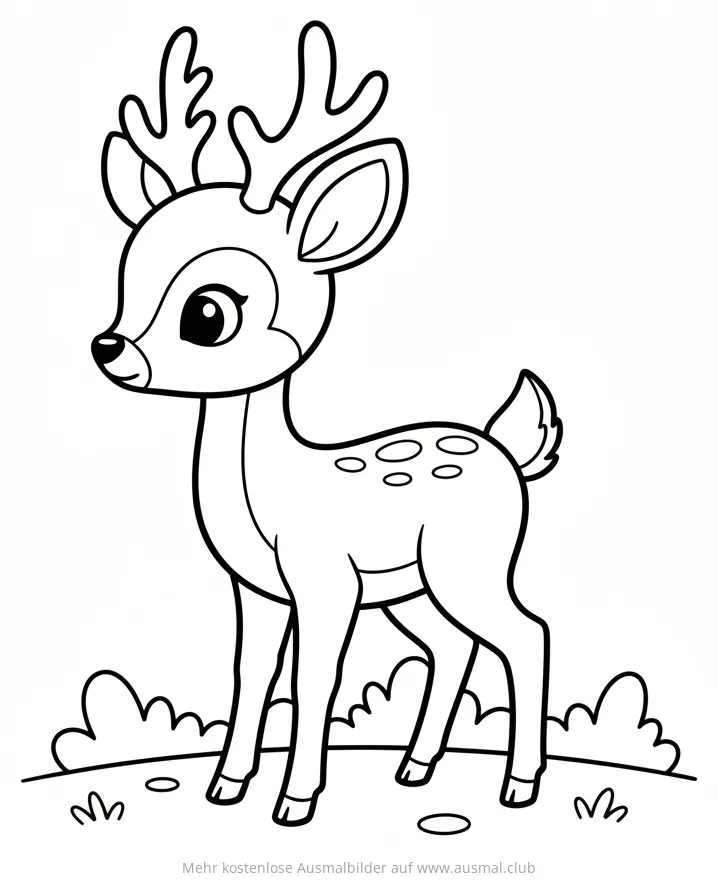 Hirsch mit Geweih auf Wiese Ausmalbild