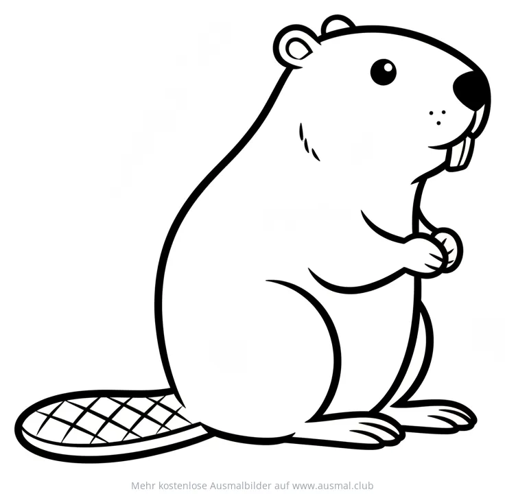 Niedlicher Biber Ausmalbild mit großem Schwanz