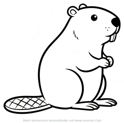Niedlicher Biber Ausmalbild mit großem Schwanz