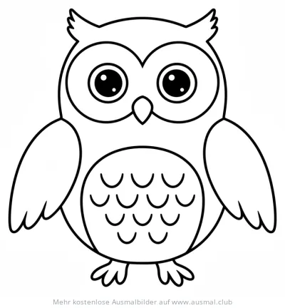 Freundliche Eule Ausmalbild mit großen Augen