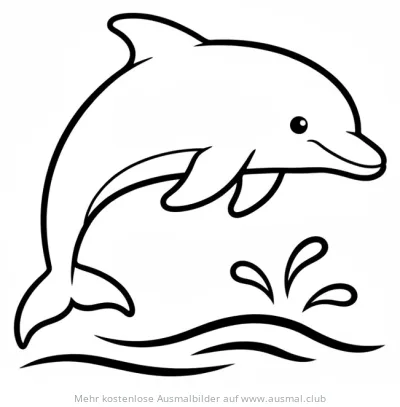 Delfin springt aus dem Wasser Ausmalbild