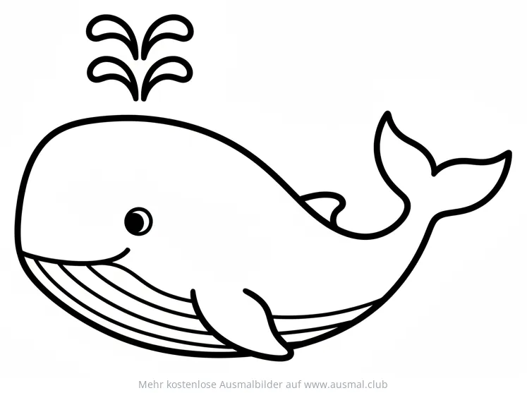 Freundlicher Wal sprüht Wasser Ausmalbild