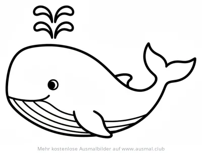 Freundlicher Wal sprüht Wasser Ausmalbild