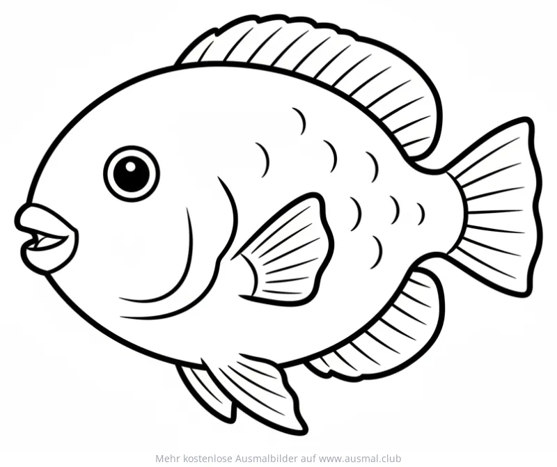 Papageifisch Ausmalbild mit dicken Lippen und Flossen