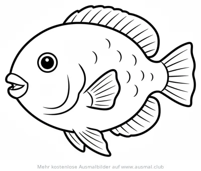 Papageifisch Ausmalbild mit dicken Lippen und Flossen