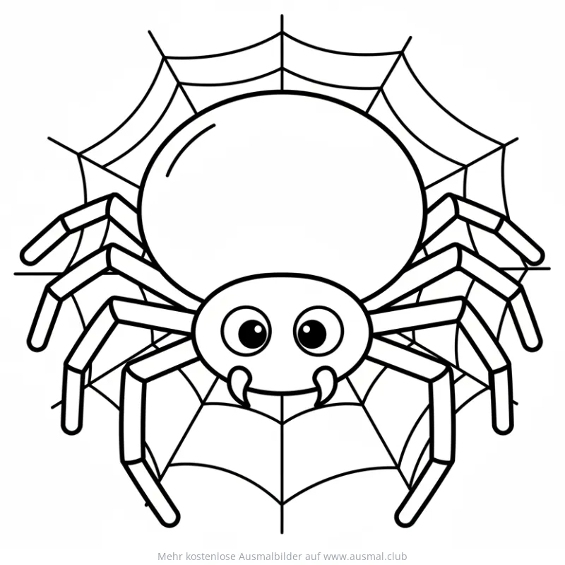 Freundliche Spinne im Netz Ausmalbild