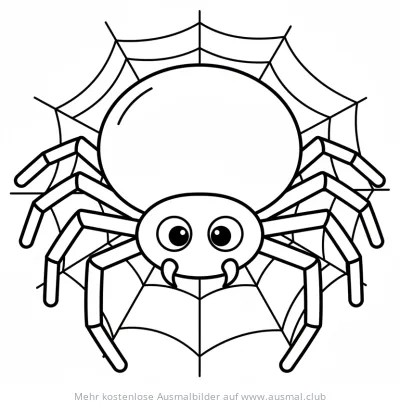 Freundliche Spinne im Netz Ausmalbild
