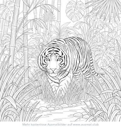Tiger im Dschungel Ausmalbild