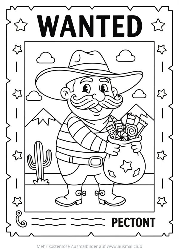 Bandit mit Süßigkeitensack Ausmalbild