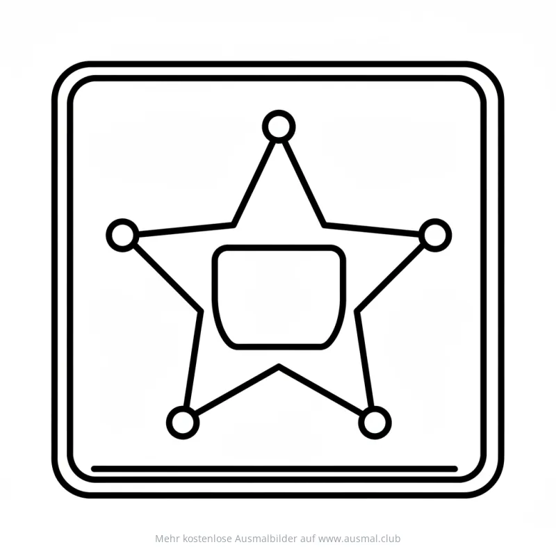 Sheriffstern Ausmalbild im Wildwest-Stil