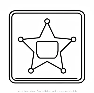 Sheriffstern Ausmalbild im Wildwest-Stil