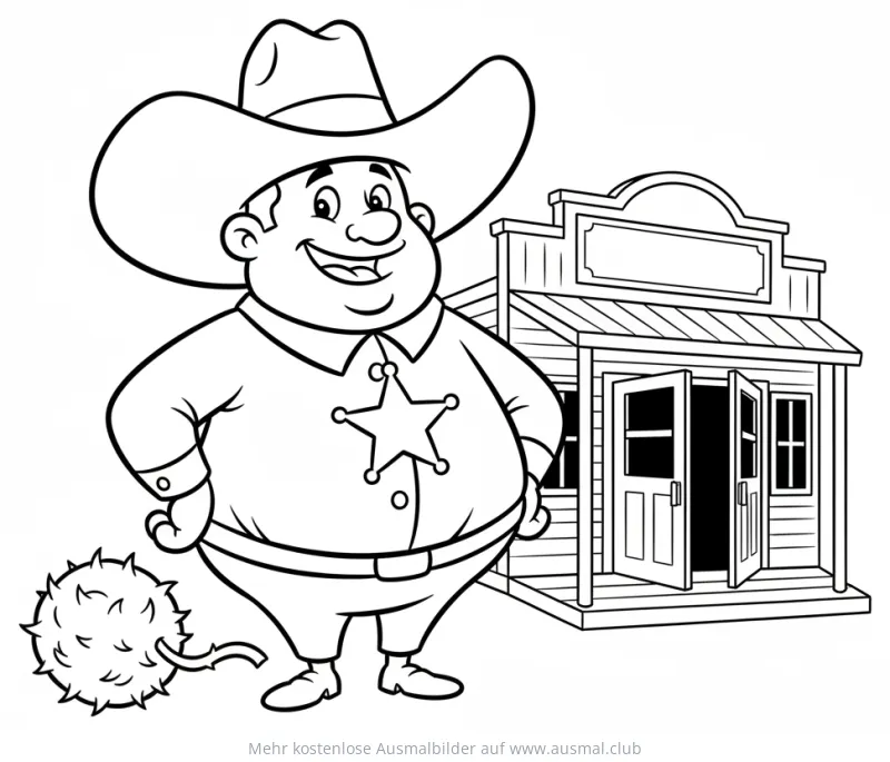 Sheriff vor Saloon Ausmalbild