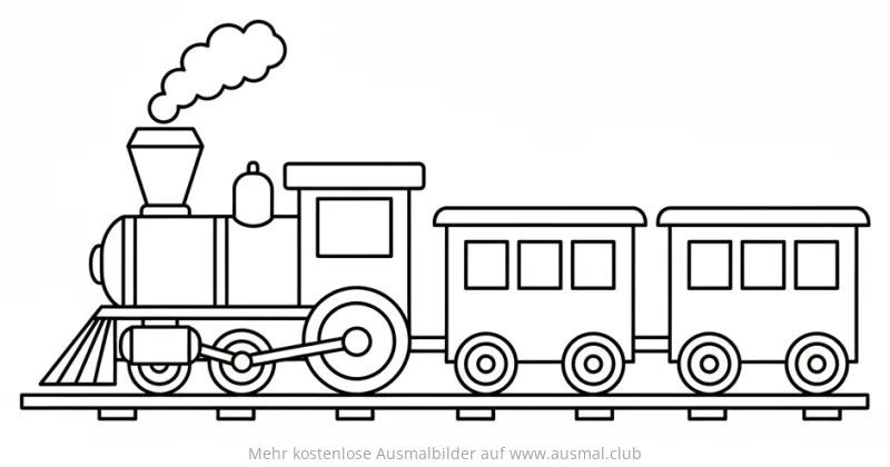 Dampflok mit Waggons Ausmalbild