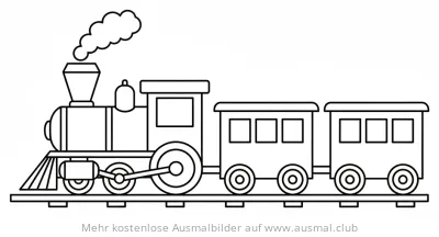 Dampflok mit Waggons Ausmalbild