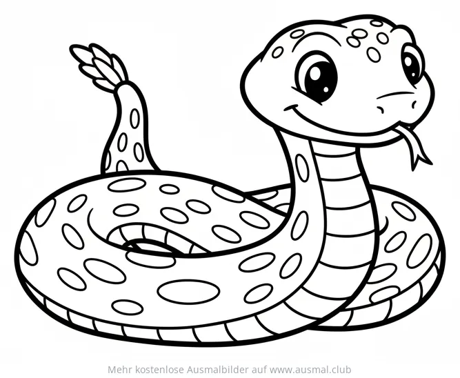 Freundliche Klapperschlange Ausmalbild mit Punkten