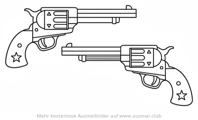 Zwei Revolver Ausmalbild im Wildwest-Stil