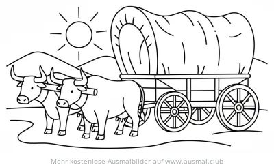 Ochsenwagen Ausmalbild im Wilden Westen