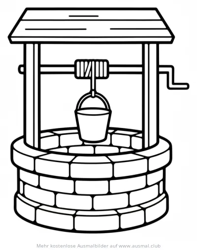 Wasserbrunnen Ausmalbild im Wilden Westen Stil