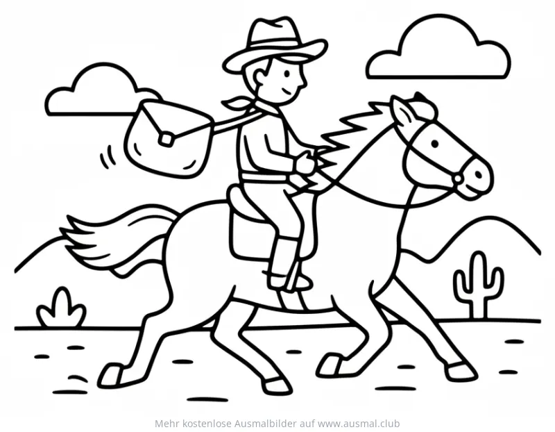 Pony Express Reiter auf Pferd Ausmalbild